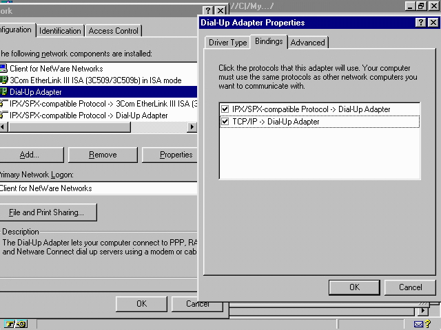 PANEL of TCP/IP installation screens